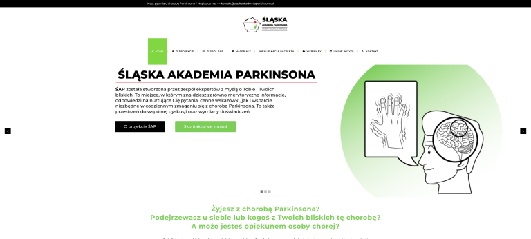Strona WWW dla Śląskiej Akademii Parkinsona